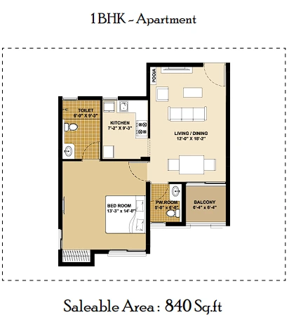 Bhairavi 1 BHK Floor Plan