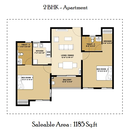 Bhairavi 2 BHK Floor Plan