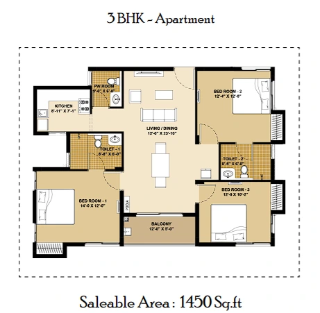 Bhairavi 3 BHK Floor Plan
